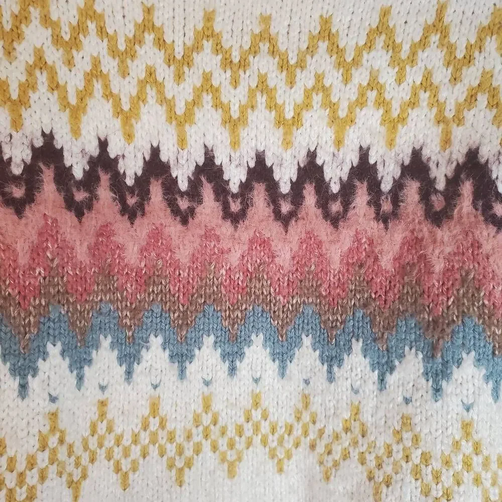 LOFT‎ Zig Zag Cowl Turtle Neck Knit Wool Blend Pullover Sweater Multicolor XS